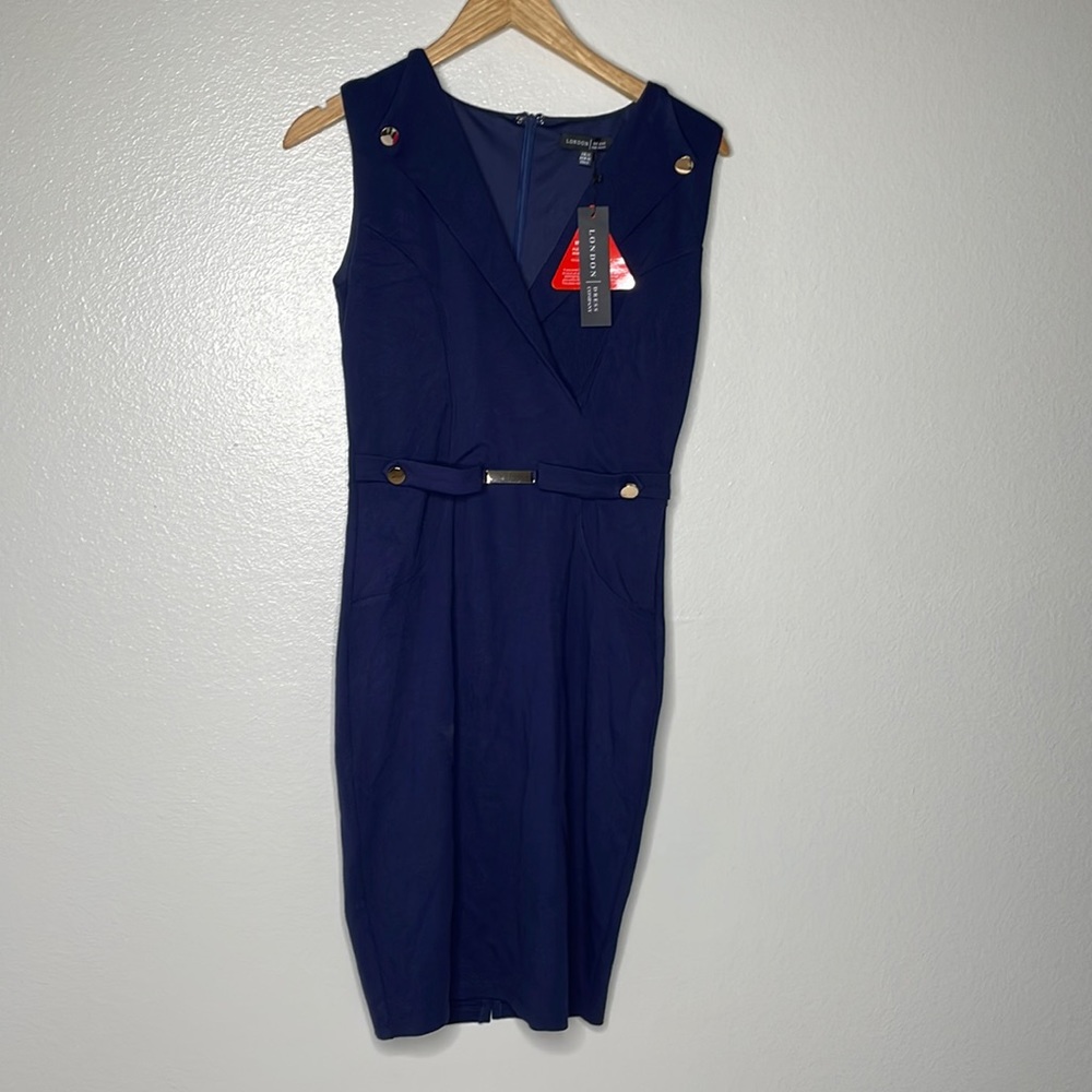 NWT London Dress Company "Madison"‎ Dress SZ 8 Navy Blue